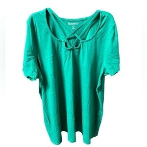 Roaman’s Short Sleeve Lattice Accent Plus Size Tunic Top